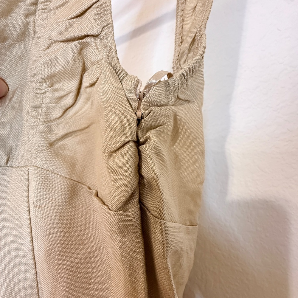 🆕 Lioness Linen Maxi Dress XL 🤎Wheat /Neutral Beige Button Front Boho Luxe NWT - Picture 11 of 16
